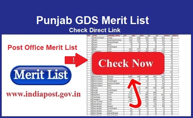 Punjab GDS Merit List 2024 Out, Check Direct Link www.indiapostgdsonline.gov.in